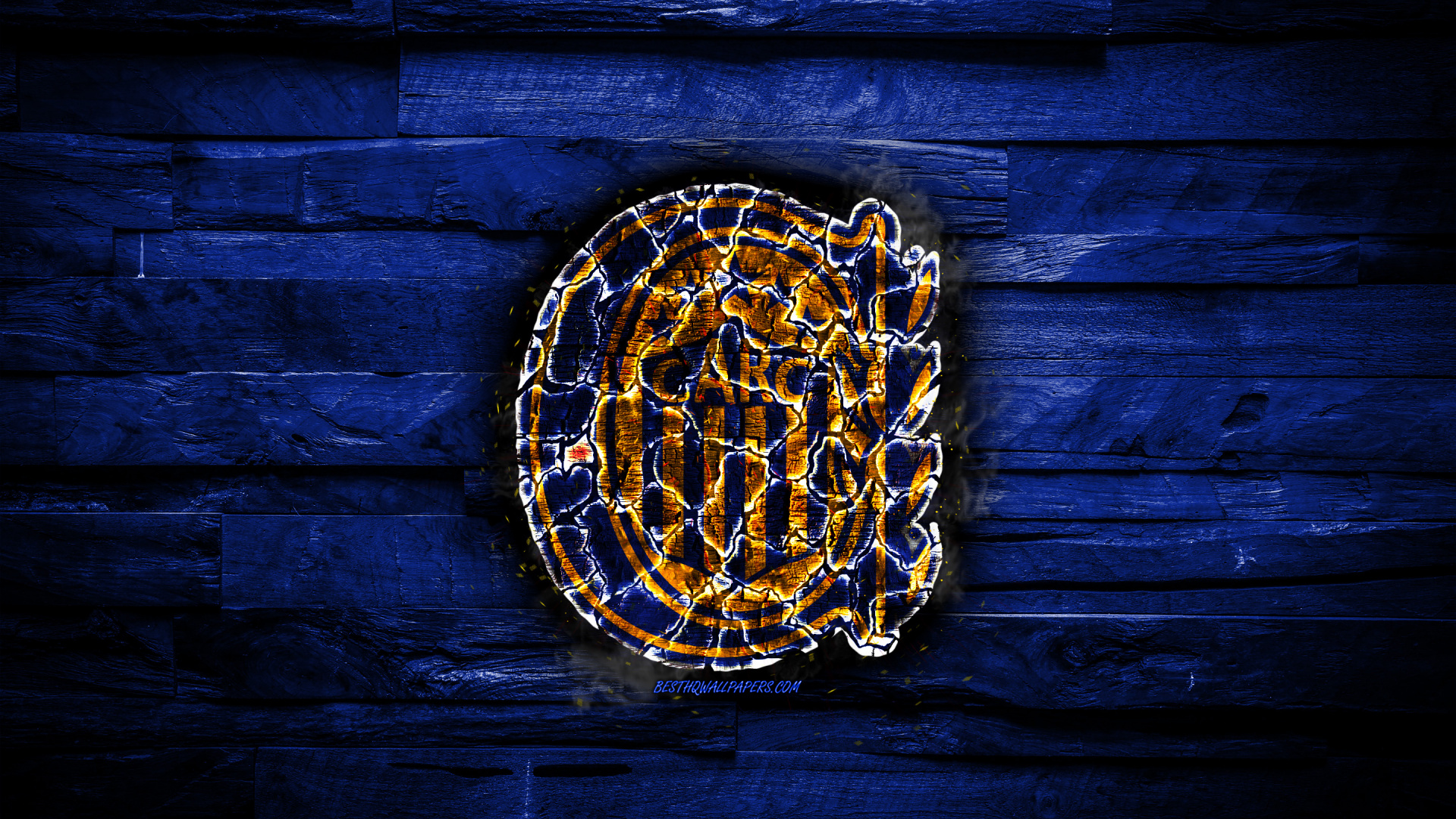 Light, Rosario Central, Superliga Argentina, Metal, Logo. Wallpaper in 1920x1080 Resolution