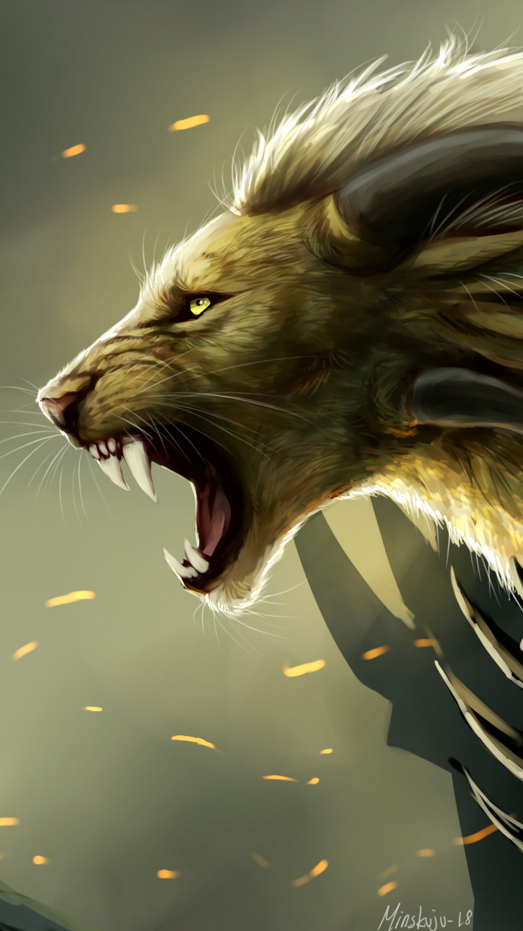 Lion Marron en Chemise Noire et Blanche. Wallpaper in 1080x1920 Resolution