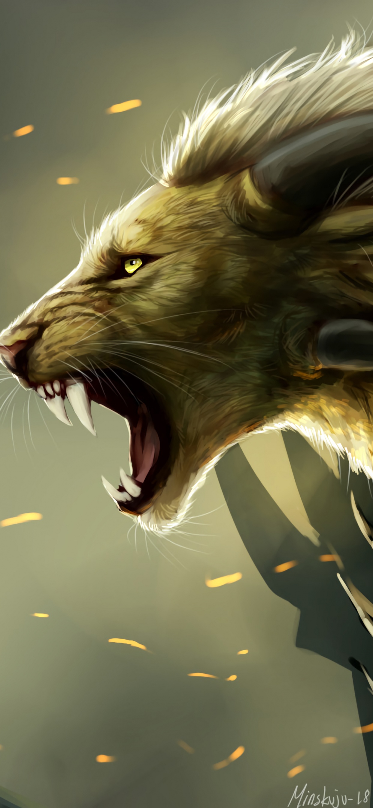 Lion Marron en Chemise Noire et Blanche. Wallpaper in 1242x2688 Resolution