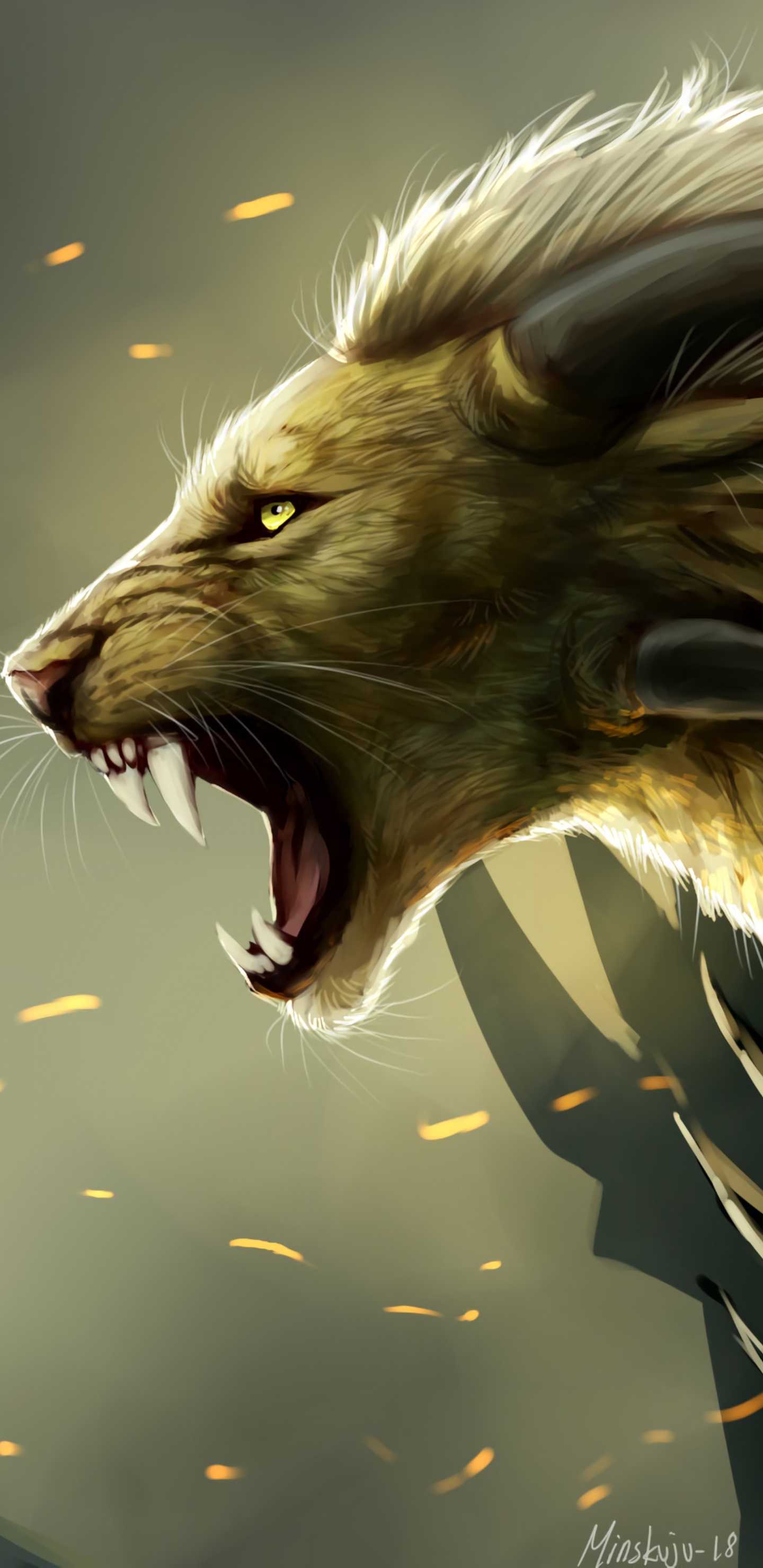 Brauner Löwe im Schwarz-weißen Hemd. Wallpaper in 1440x2960 Resolution