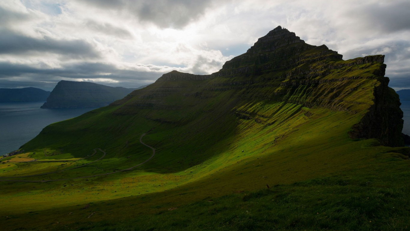 Faroe Islands, Nature, Hill, Landscape, Coast. Wallpaper in 1366x768 Resolution