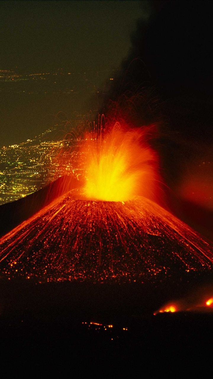山火山, 类型的火山爆发, 火山的地貌, 天空, 热 壁纸 720x1280 允许