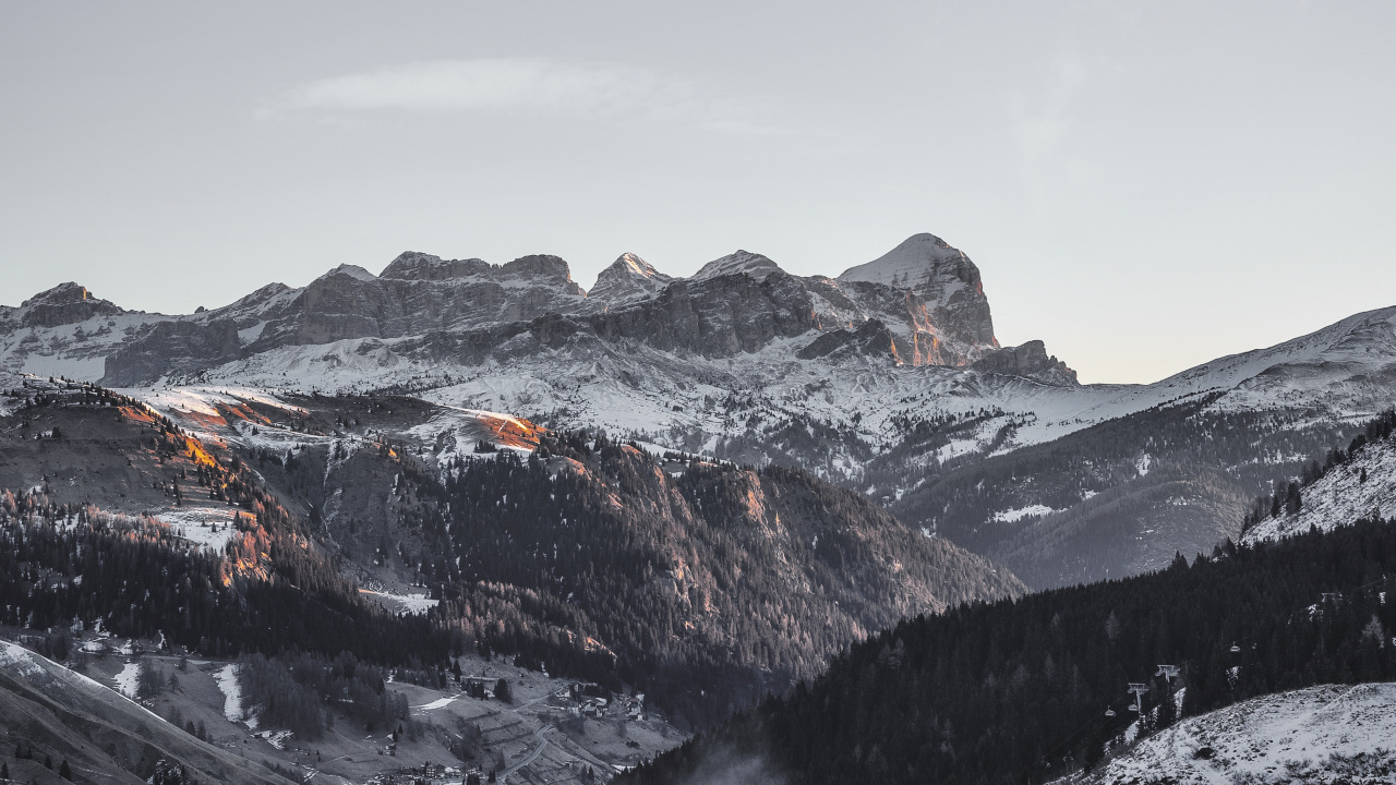 Alpen, Bergkette, Bergigen Landschaftsformen, Schnee, Winter. Wallpaper in 1280x720 Resolution