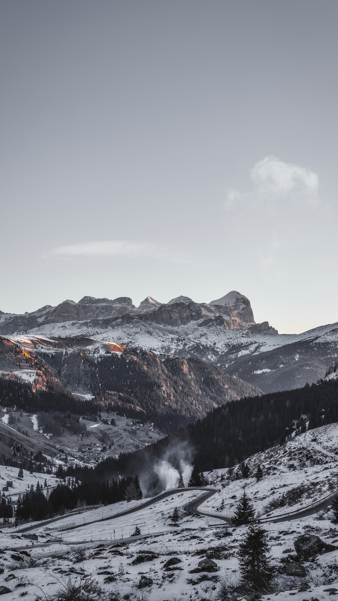 Alpen, Bergkette, Bergigen Landschaftsformen, Schnee, Winter. Wallpaper in 1440x2560 Resolution