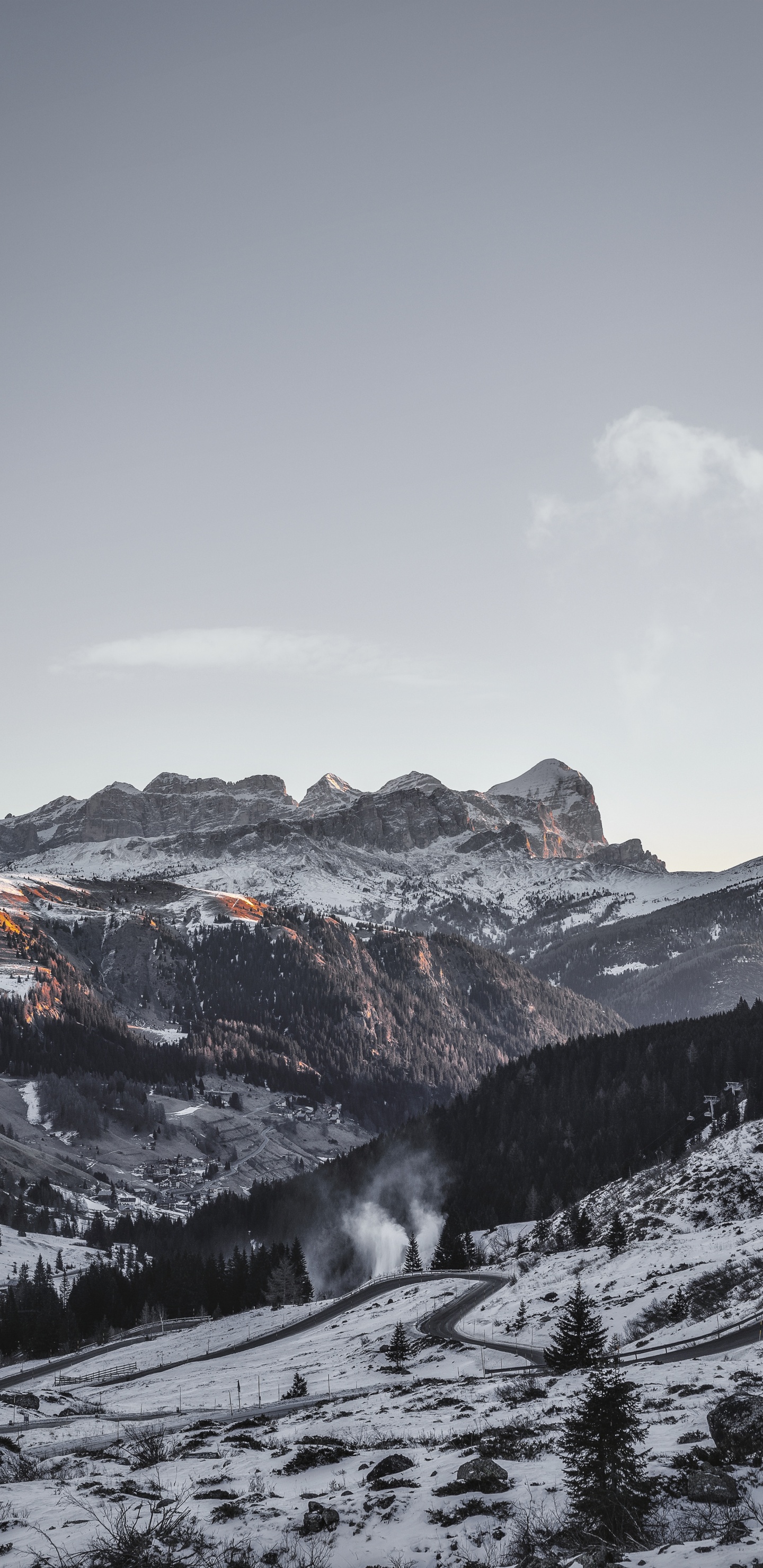 Alpen, Bergkette, Bergigen Landschaftsformen, Schnee, Winter. Wallpaper in 1440x2960 Resolution