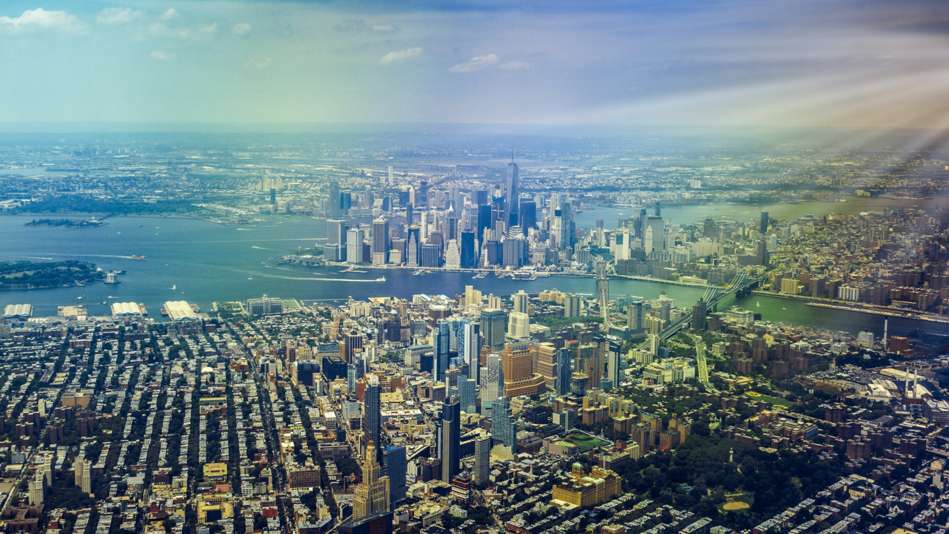 Vista Aérea de Los Edificios de la Ciudad Durante el Día.. Wallpaper in 1366x768 Resolution