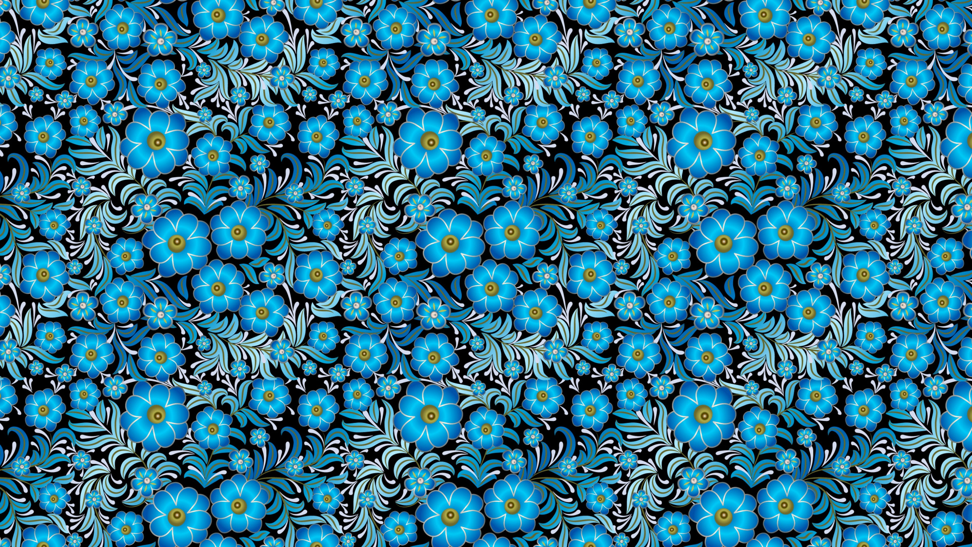 Wallpaper Blue and Red Floral Design, Full HD, HDTV, 1080p 16:9