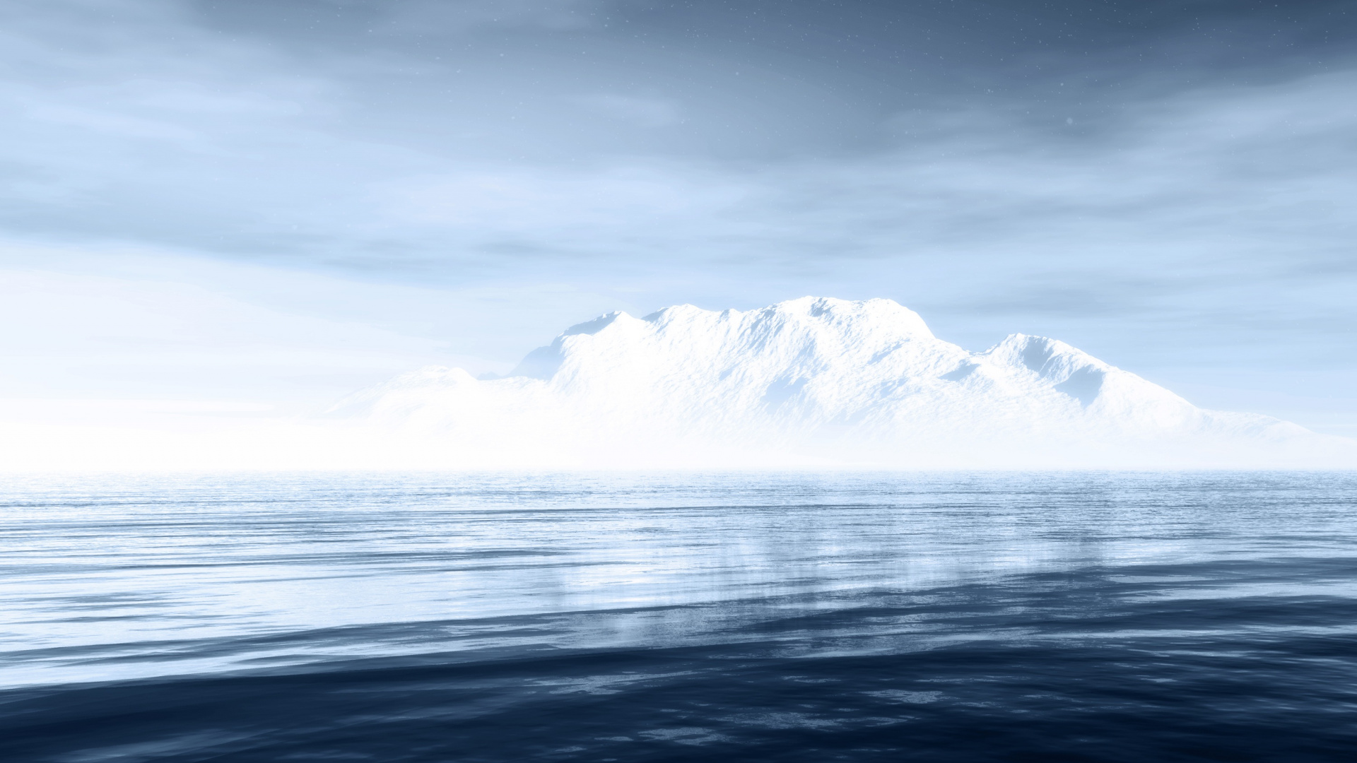 北冰洋, 冰山, 大海, 海洋, 地平线 壁纸 1920x1080 允许