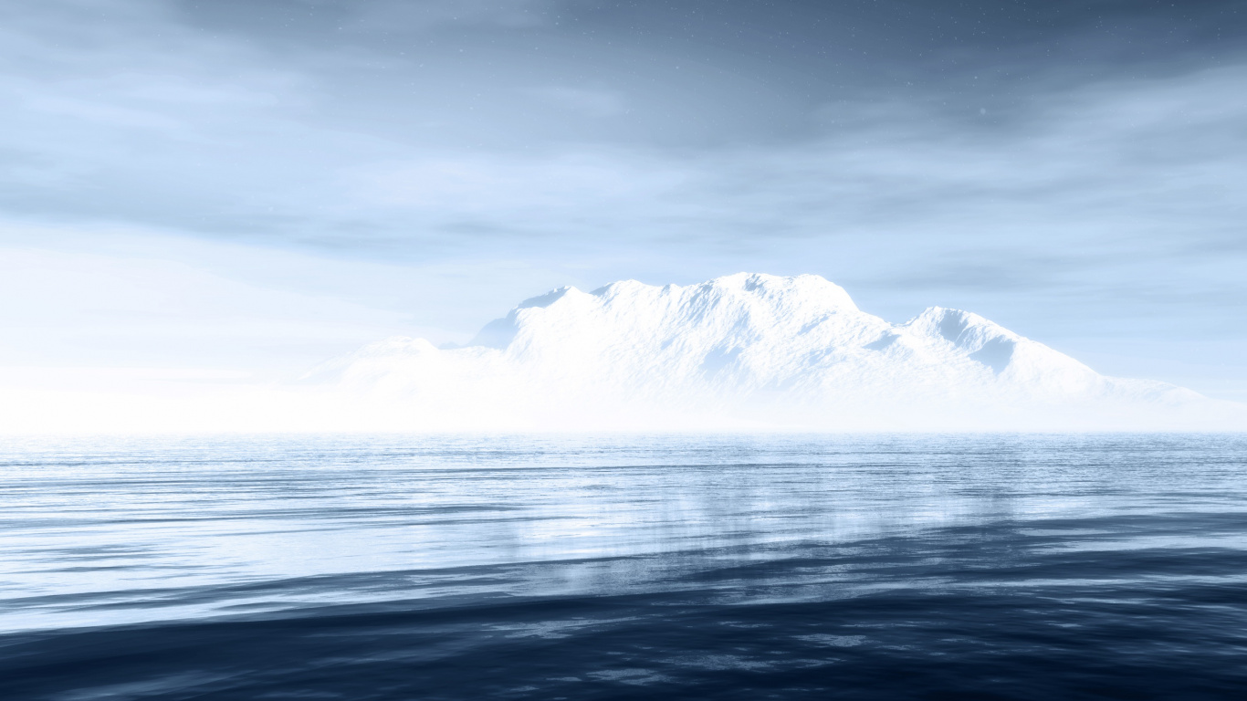 Montagne Couverte de Neige Près D'un Plan D'eau Pendant la Nuit. Wallpaper in 1366x768 Resolution