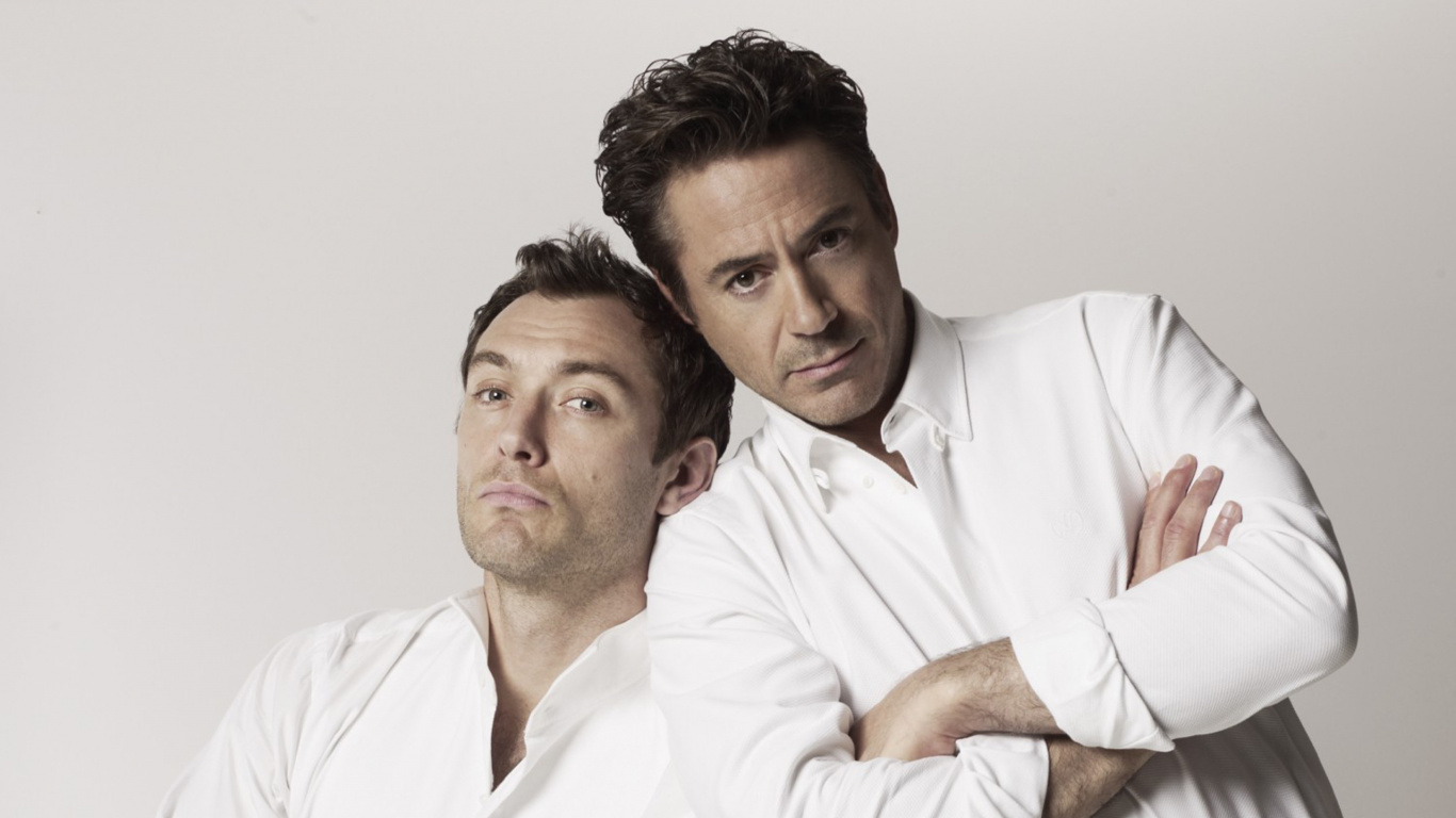 Robert Downey Jr, Jude Law, Sherlock Holmes, John H Watson, Schauspieler. Wallpaper in 1366x768 Resolution