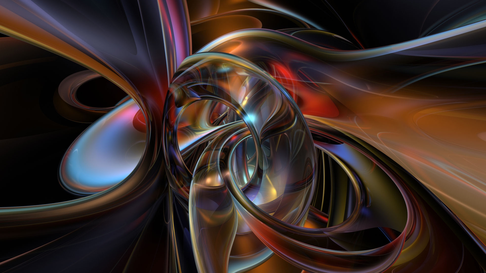 Peinture Abstraite Bleue et Orange. Wallpaper in 1920x1080 Resolution