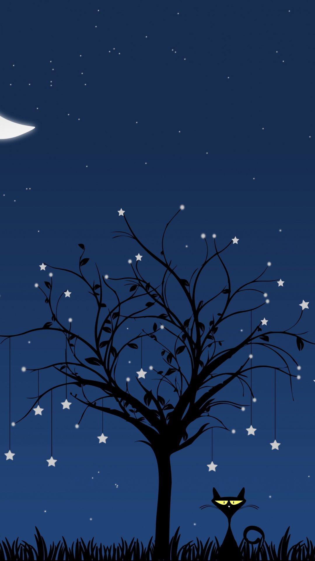 Bare Tree Under Blue Sky During Night Time. Wallpaper in 1080x1920 Resolution