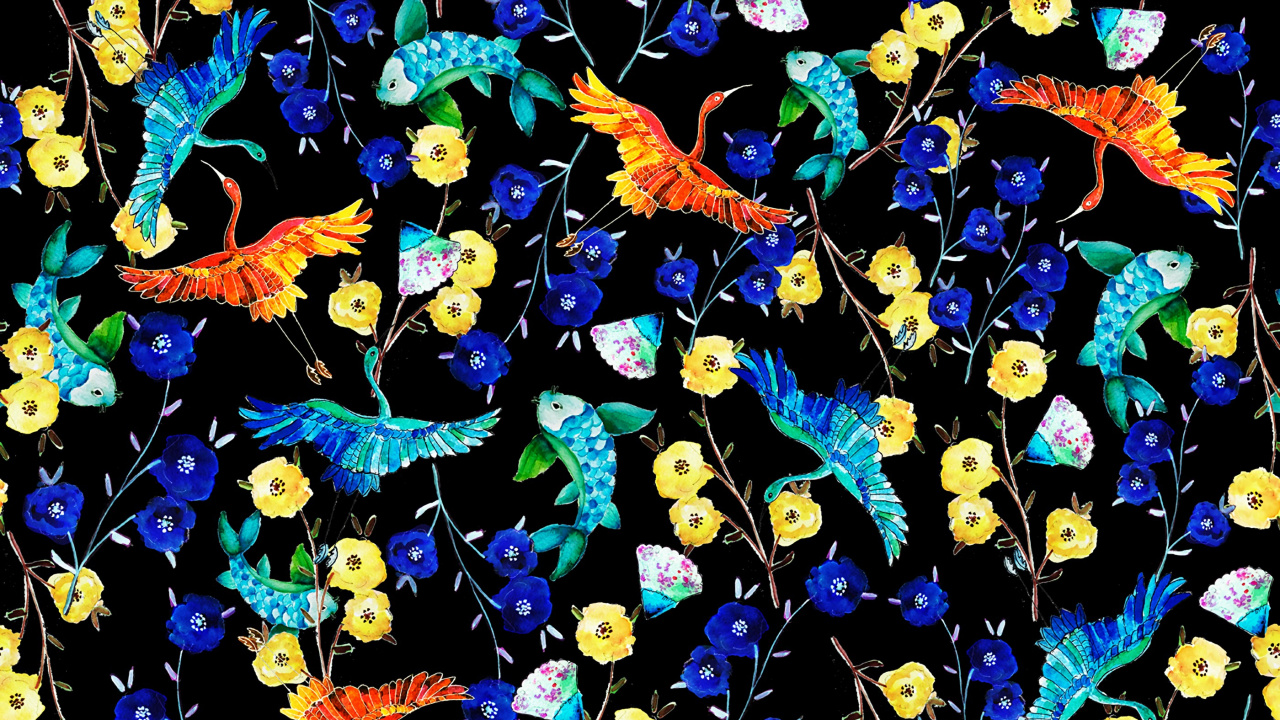 Hojas Azules y Rojas en el Suelo. Wallpaper in 1280x720 Resolution