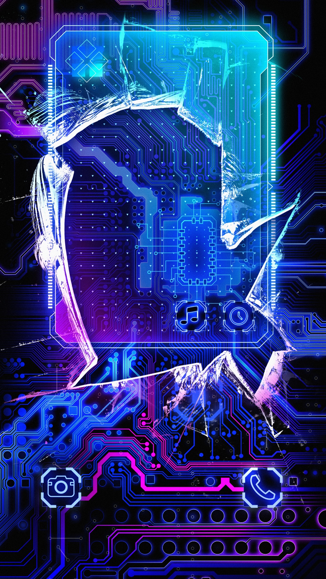 Neon, Ios, Purple, Blue, Lighting. Wallpaper in 1080x1920 Resolution