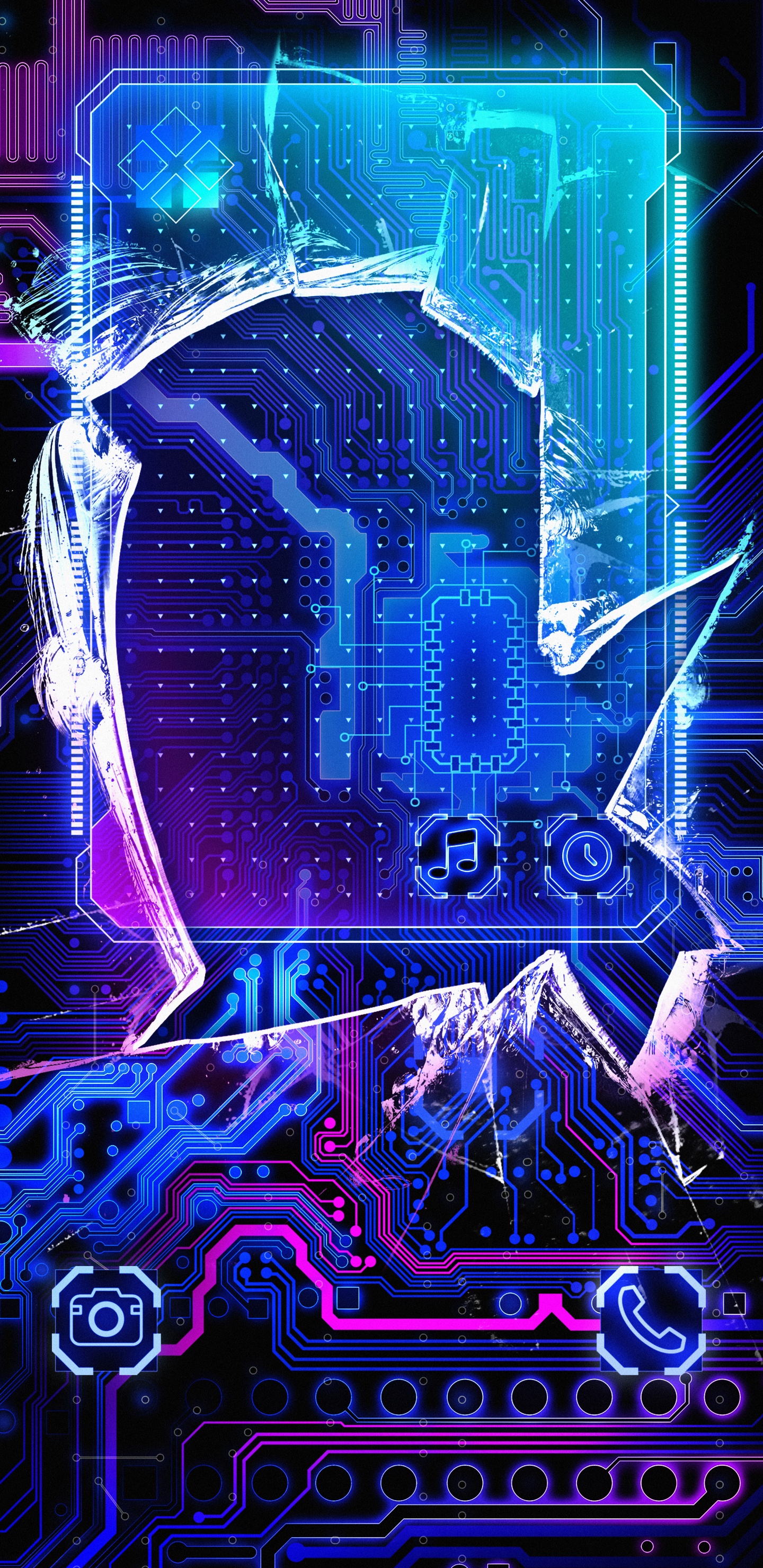 Neon, Ios, Purple, Blue, Lighting. Wallpaper in 1440x2960 Resolution