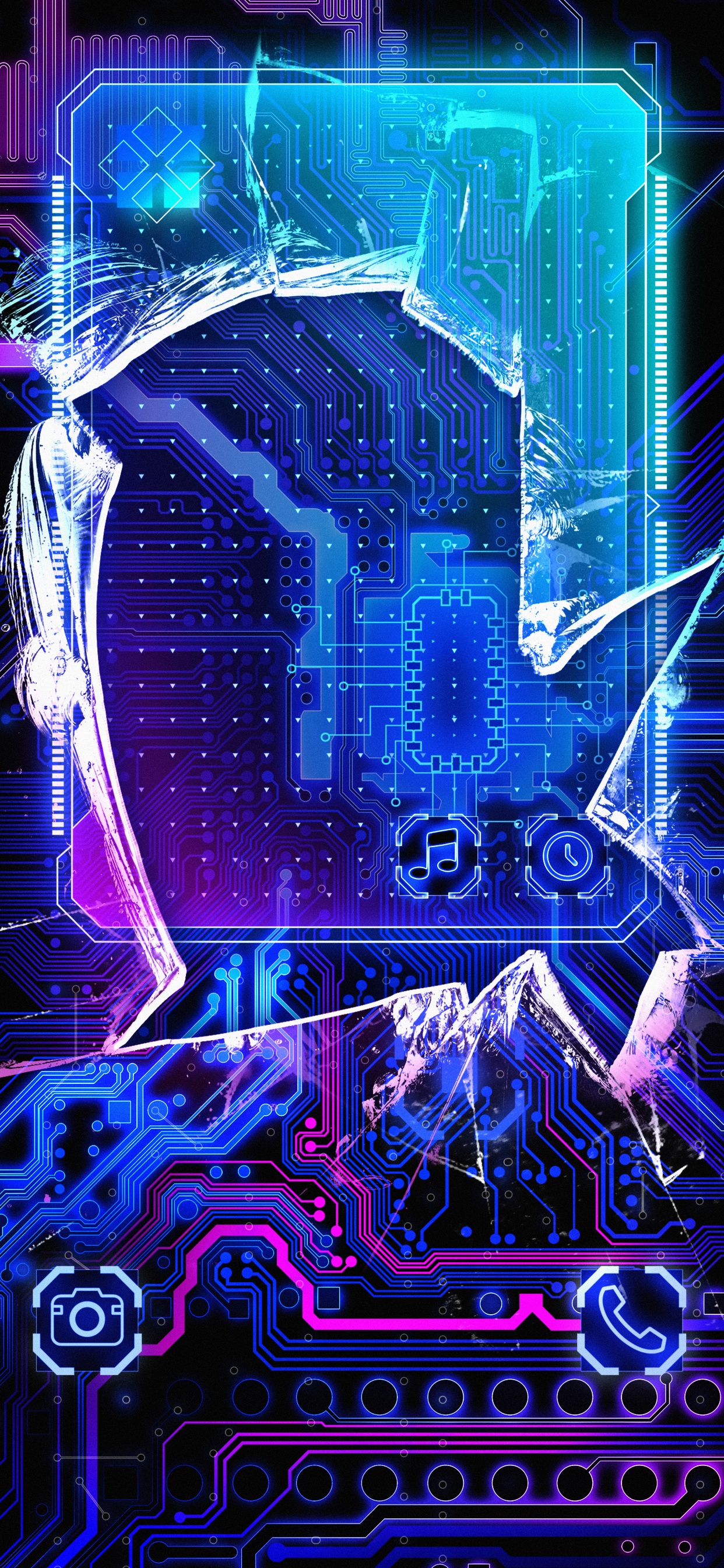 Neon, Ios, Purpur, Blau, Kunst. Wallpaper in 1242x2688 Resolution
