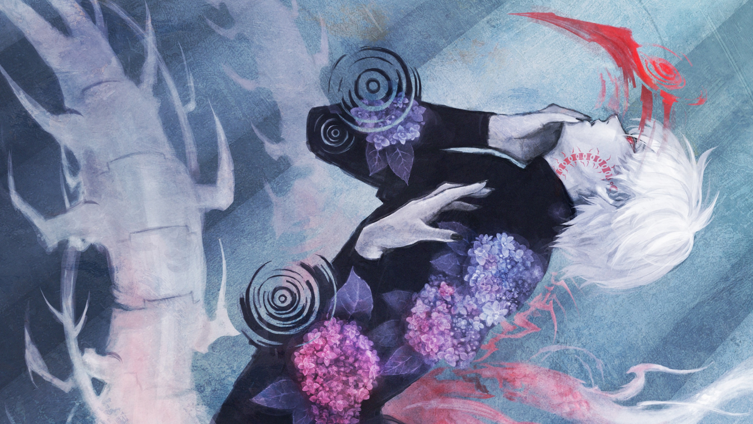 Femme en Peinture Robe Noire et Blanche. Wallpaper in 2560x1440 Resolution