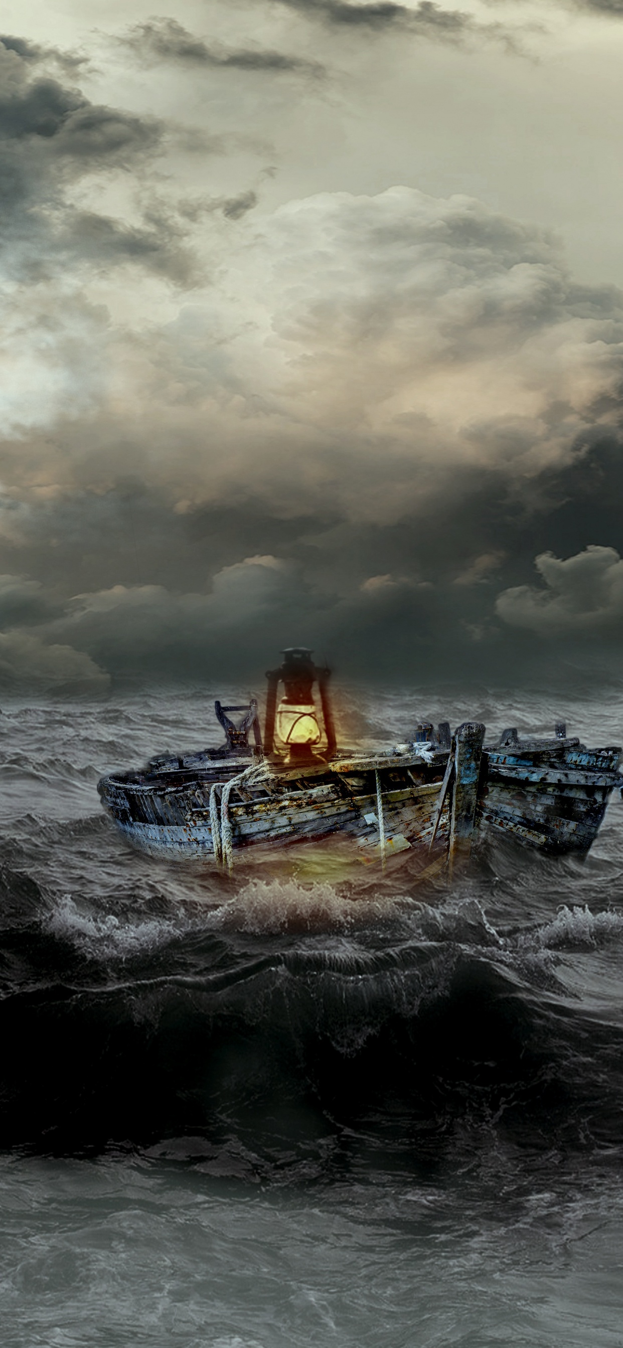 White and Blue Boat on Sea Under Cloudy Sky During Daytime. Wallpaper in 1242x2688 Resolution