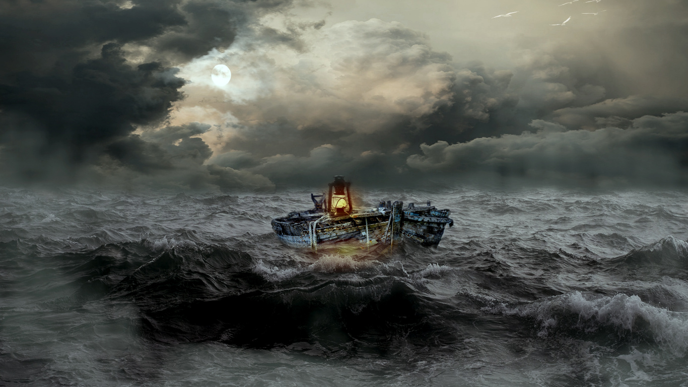 White and Blue Boat on Sea Under Cloudy Sky During Daytime. Wallpaper in 1366x768 Resolution