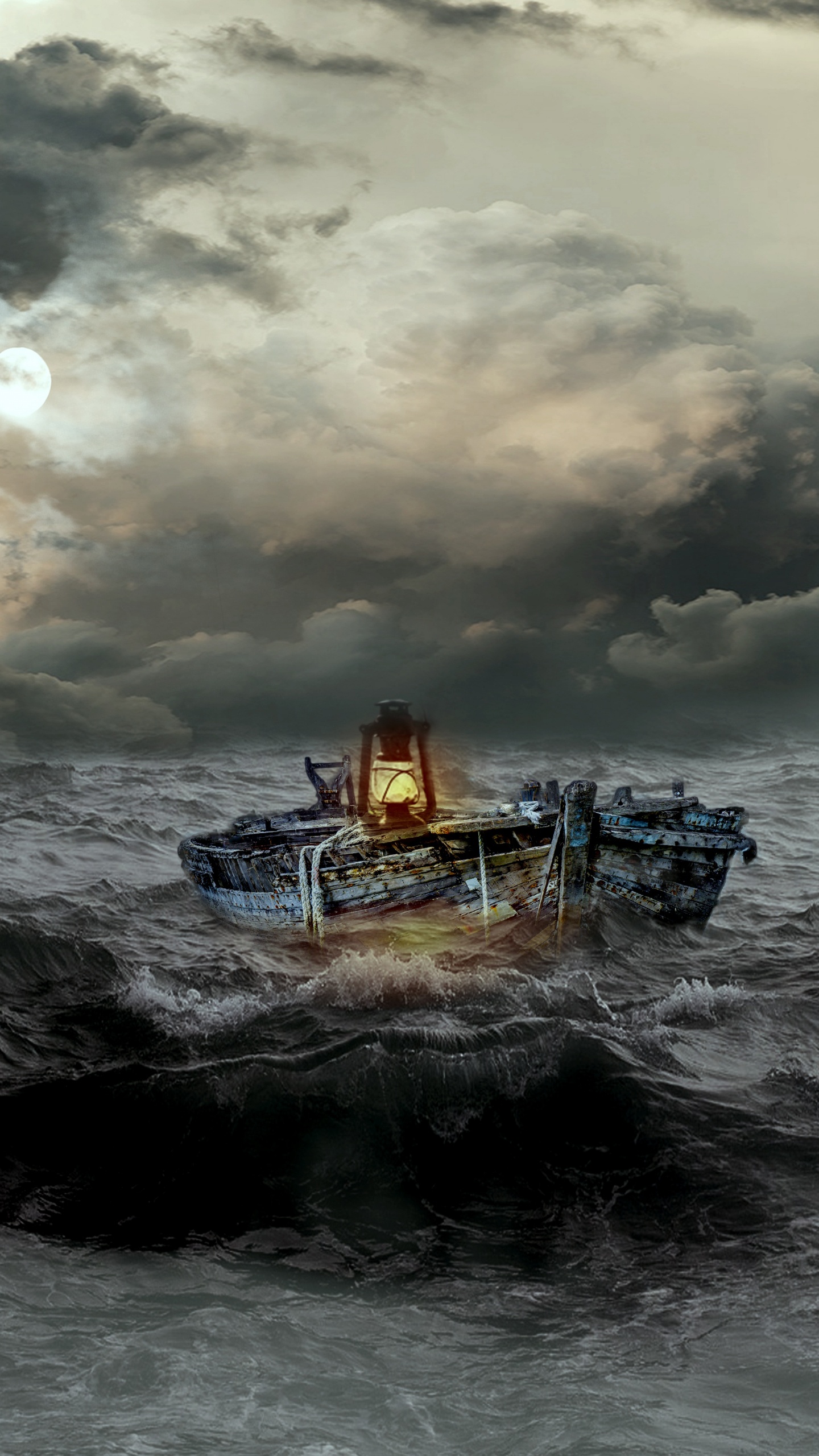 White and Blue Boat on Sea Under Cloudy Sky During Daytime. Wallpaper in 1440x2560 Resolution