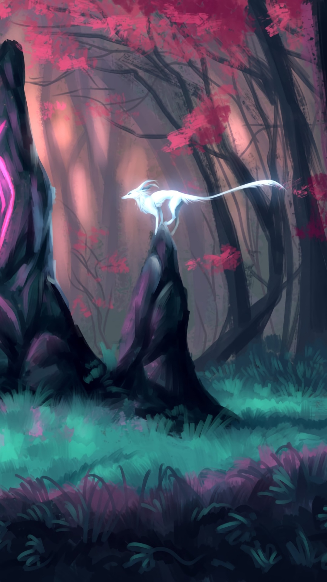 Femme en Robe Blanche Debout Sur la Peinture de L'herbe Verte. Wallpaper in 1080x1920 Resolution