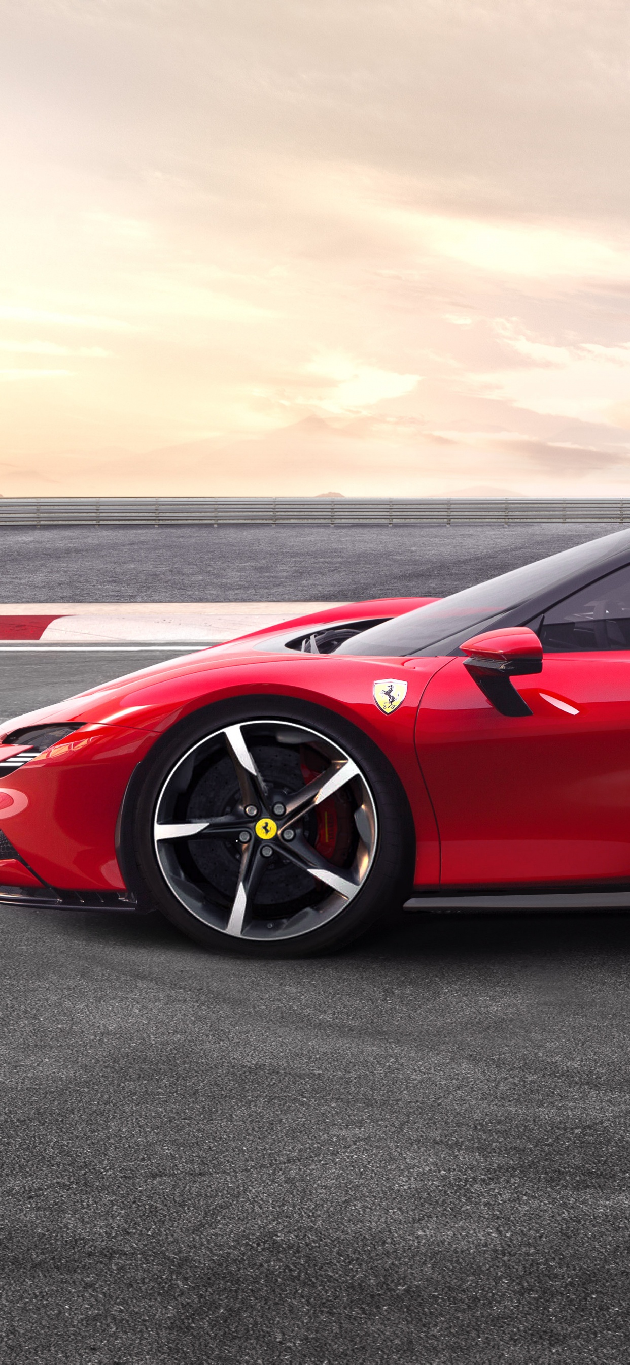 Red Ferrari 458 Italia on Gray Asphalt Road. Wallpaper in 1242x2688 Resolution