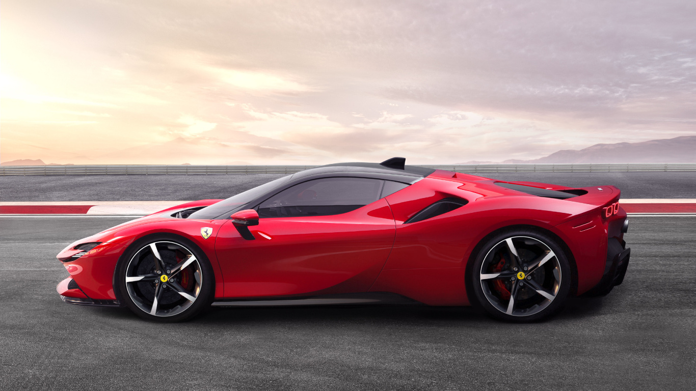 Red Ferrari 458 Italia on Gray Asphalt Road. Wallpaper in 1366x768 Resolution