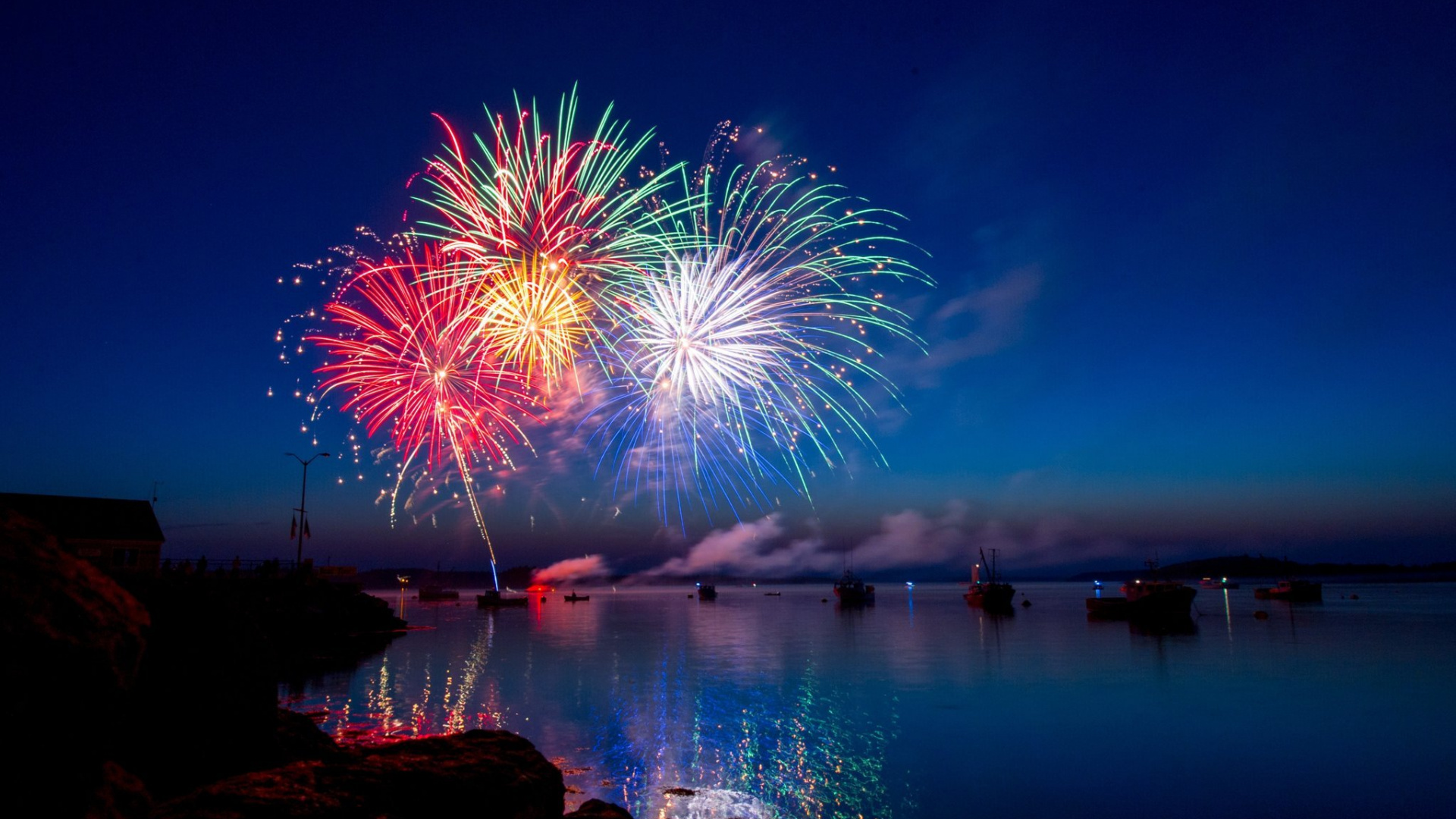 Feuerwerk, Unabhängigkeitstag, Reflexion, Veranstaltung, Wasser. Wallpaper in 1920x1080 Resolution