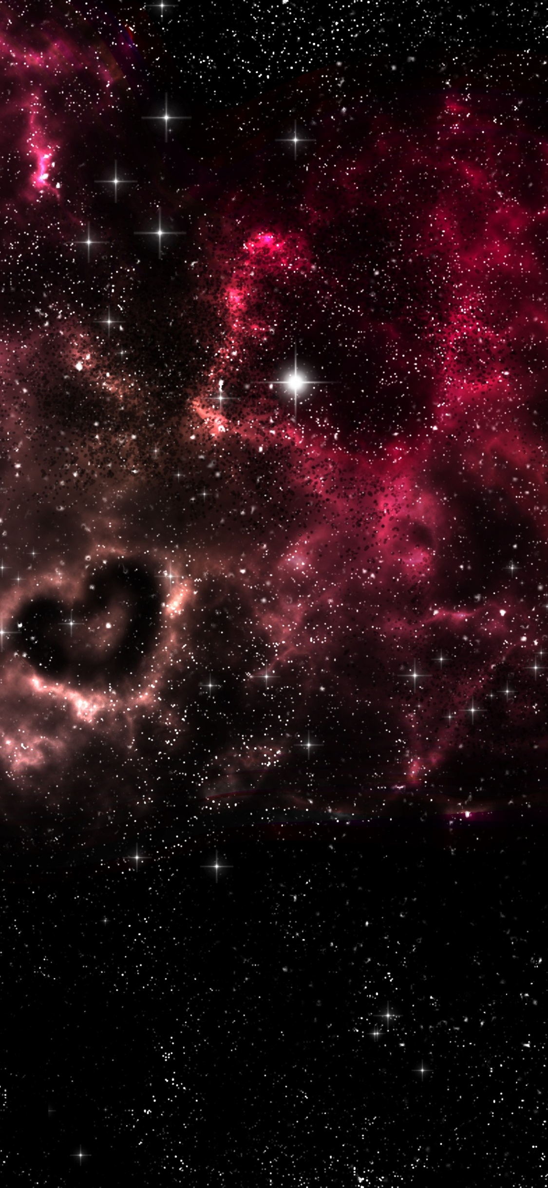 Ilustración de Galaxia Roja y Negra. Wallpaper in 1125x2436 Resolution
