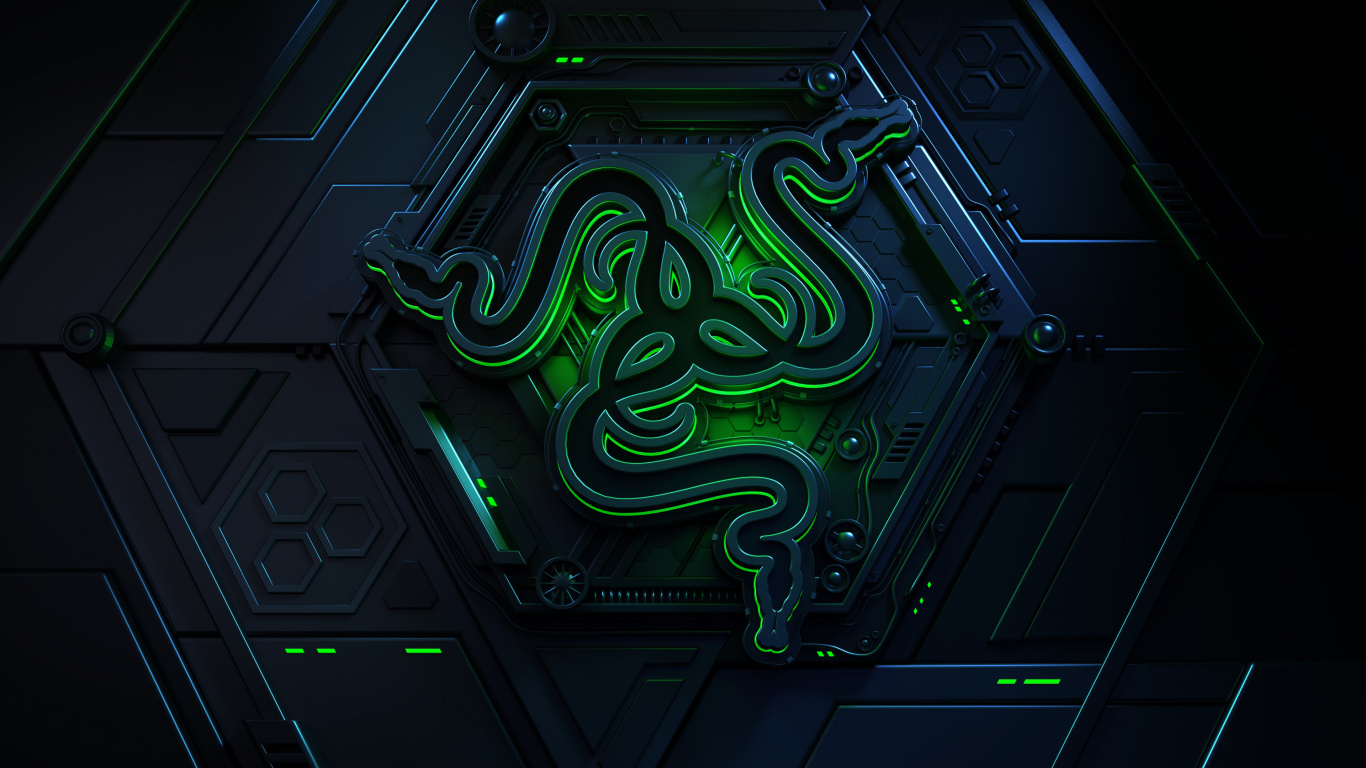 Green and Black Spiral Illustration. Wallpaper in 1366x768 Resolution