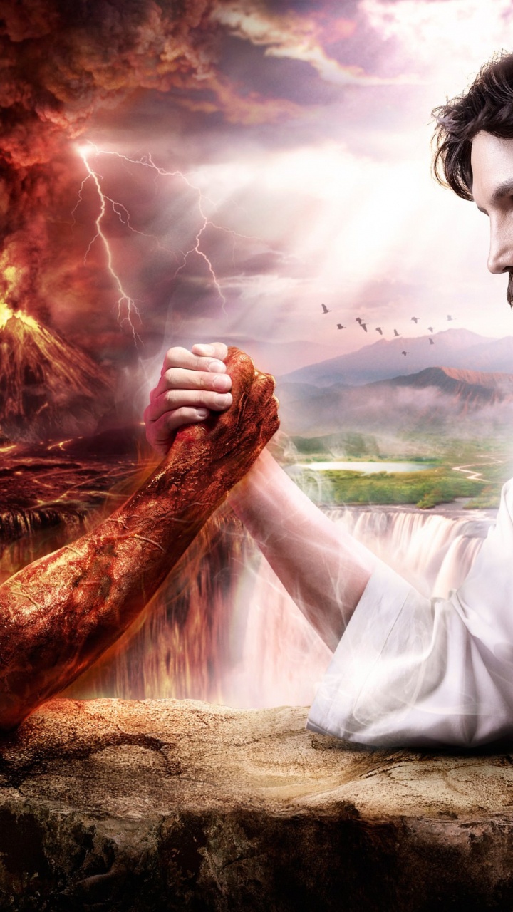 Humanos, la Mitología, Cristianismo, Jesus, Satan. Wallpaper in 720x1280 Resolution
