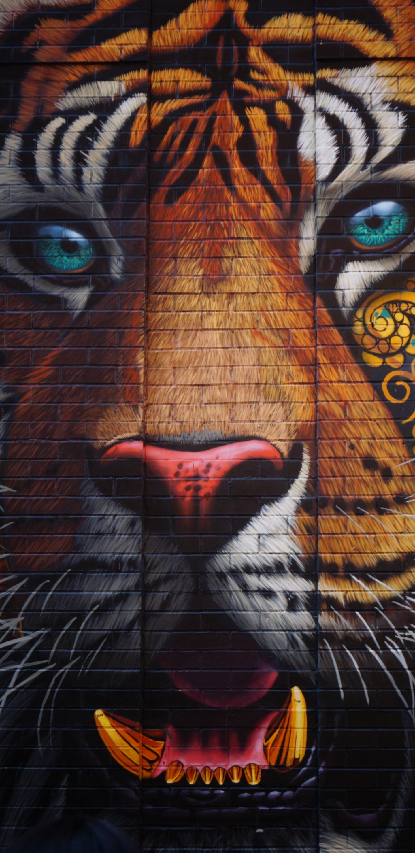 Peinture Tigre Noir et Blanc Marron. Wallpaper in 1440x2960 Resolution