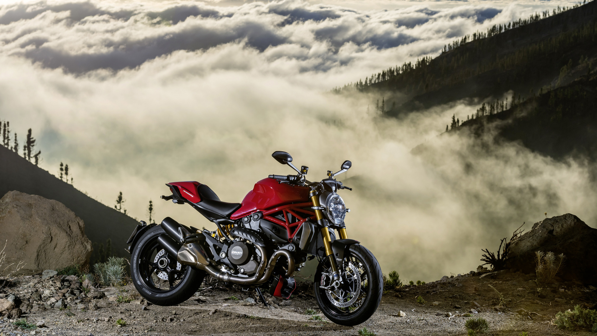 Red and Black Sports Bike on Brown Field Under White Clouds During Daytime. Wallpaper in 1920x1080 Resolution