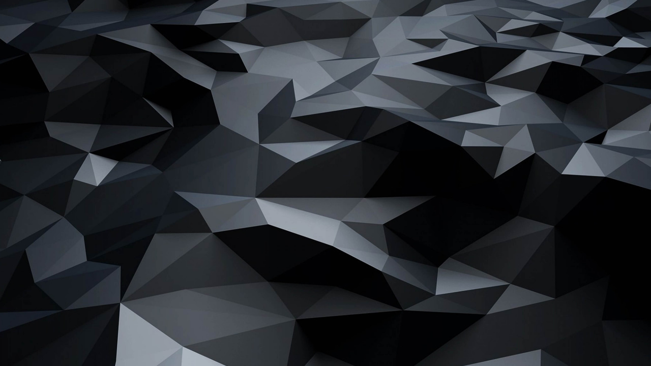 黑色的, 三角形, 对称, 低聚, 单色模式 壁纸 1280x720 允许