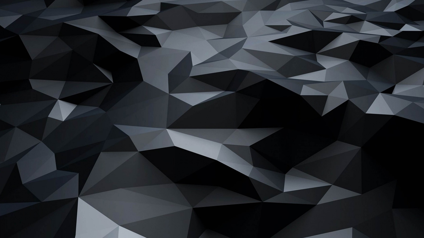 黑色的, 三角形, 对称, 低聚, 单色模式 壁纸 1366x768 允许