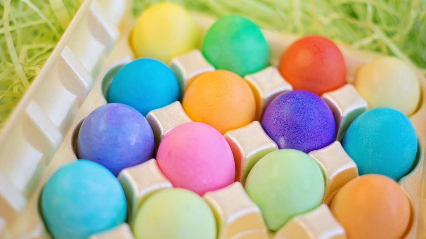 复活节彩蛋, 色彩, 食用色素, 复活节, 甜头 壁纸 1366x768 允许