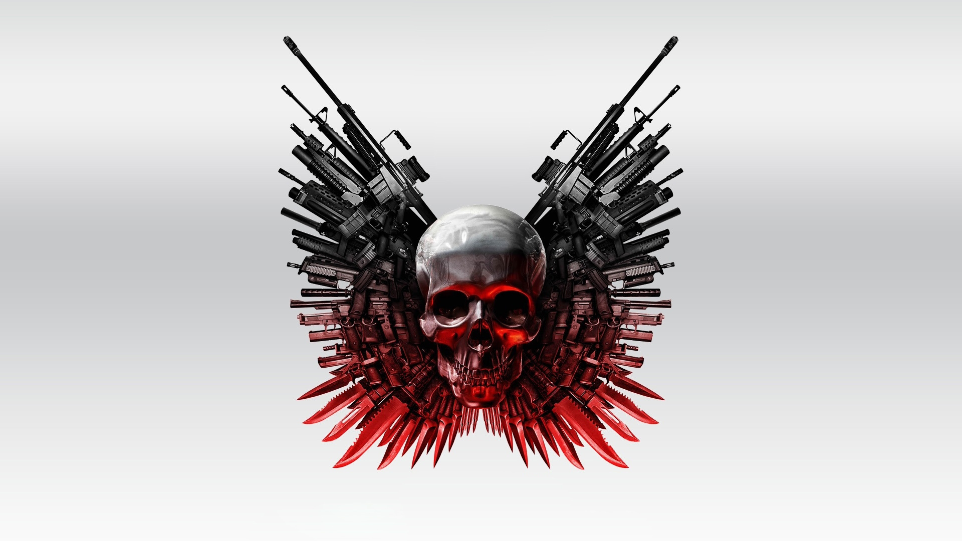 Silver and Red Skull Decor. Wallpaper in 1920x1080 Resolution