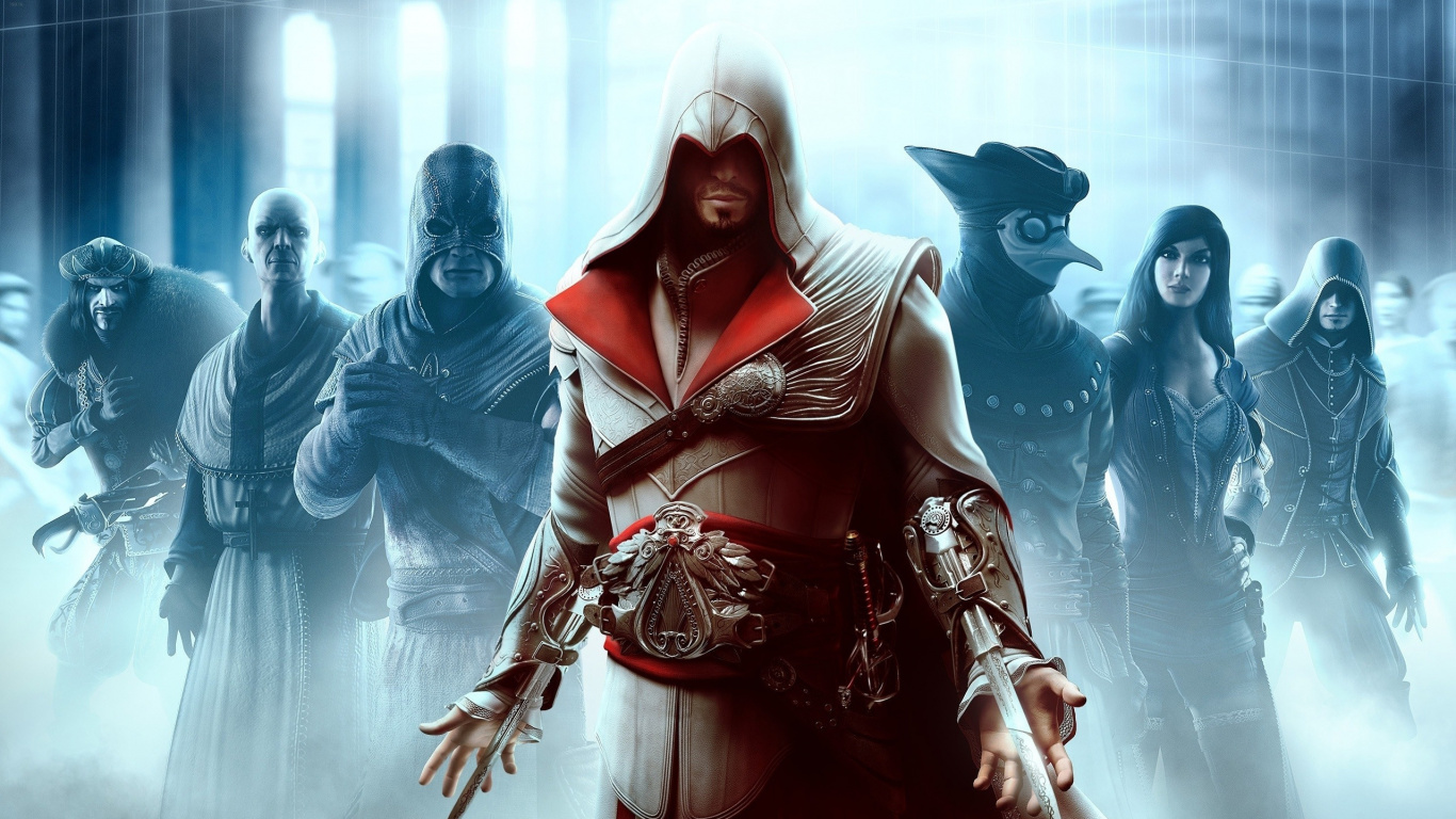 Assassins Creed Brotherhood, Assassins Creed II, Assassins Creed Unity, Assassins Creed III, Femme de Guerrier. Wallpaper in 1366x768 Resolution