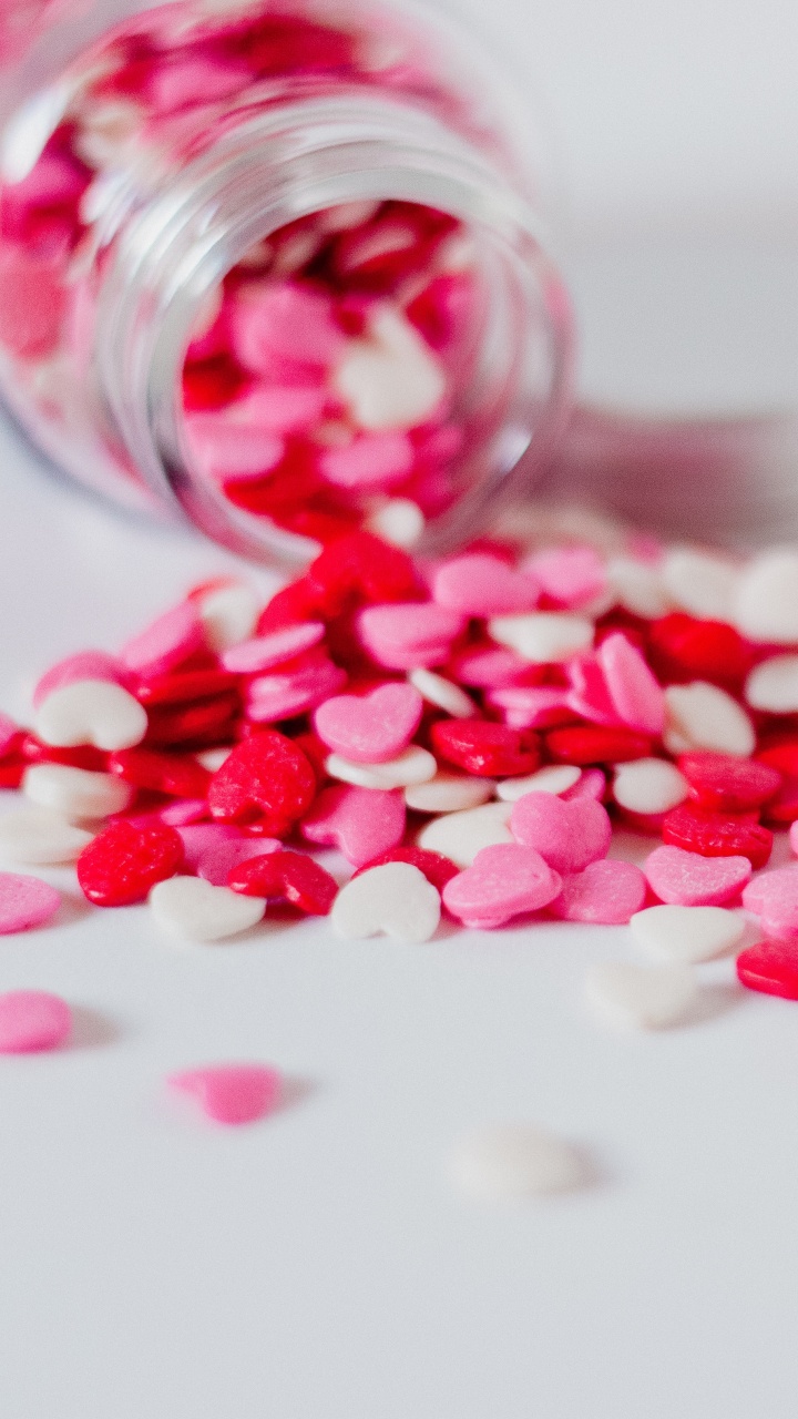 Valentines Day, Pink, Sprinkles, Candy, Confetti. Wallpaper in 720x1280 Resolution