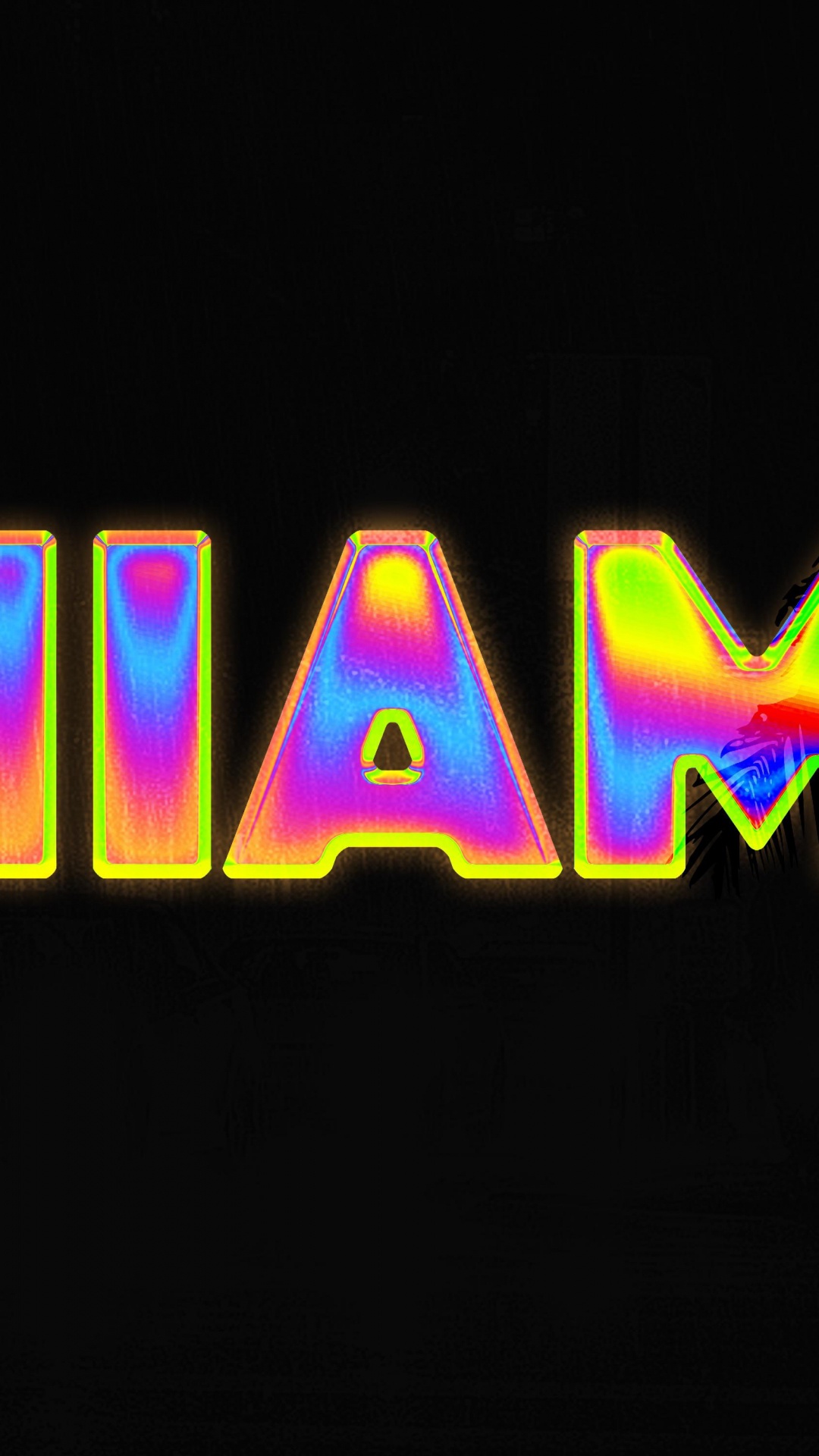 Miami, Signe au Néon, Rectangle, L'effet Visuel de L'éclairage, Magenta. Wallpaper in 1080x1920 Resolution