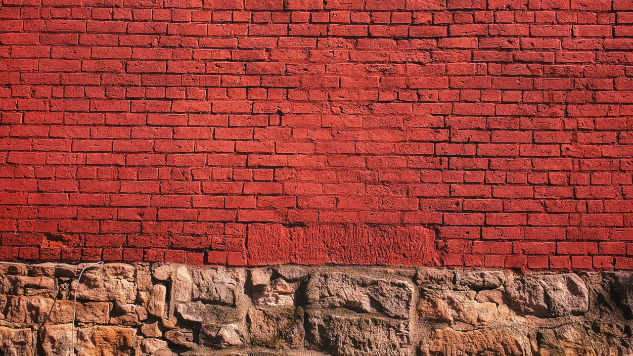Red Brick Wall With Gray Concrete Blocks. Wallpaper in 1280x720 Resolution