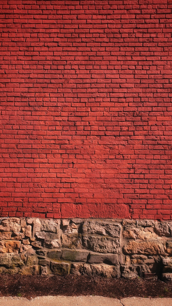 Pared de Ladrillo Rojo Con Bloques de Hormigón Gris. Wallpaper in 720x1280 Resolution