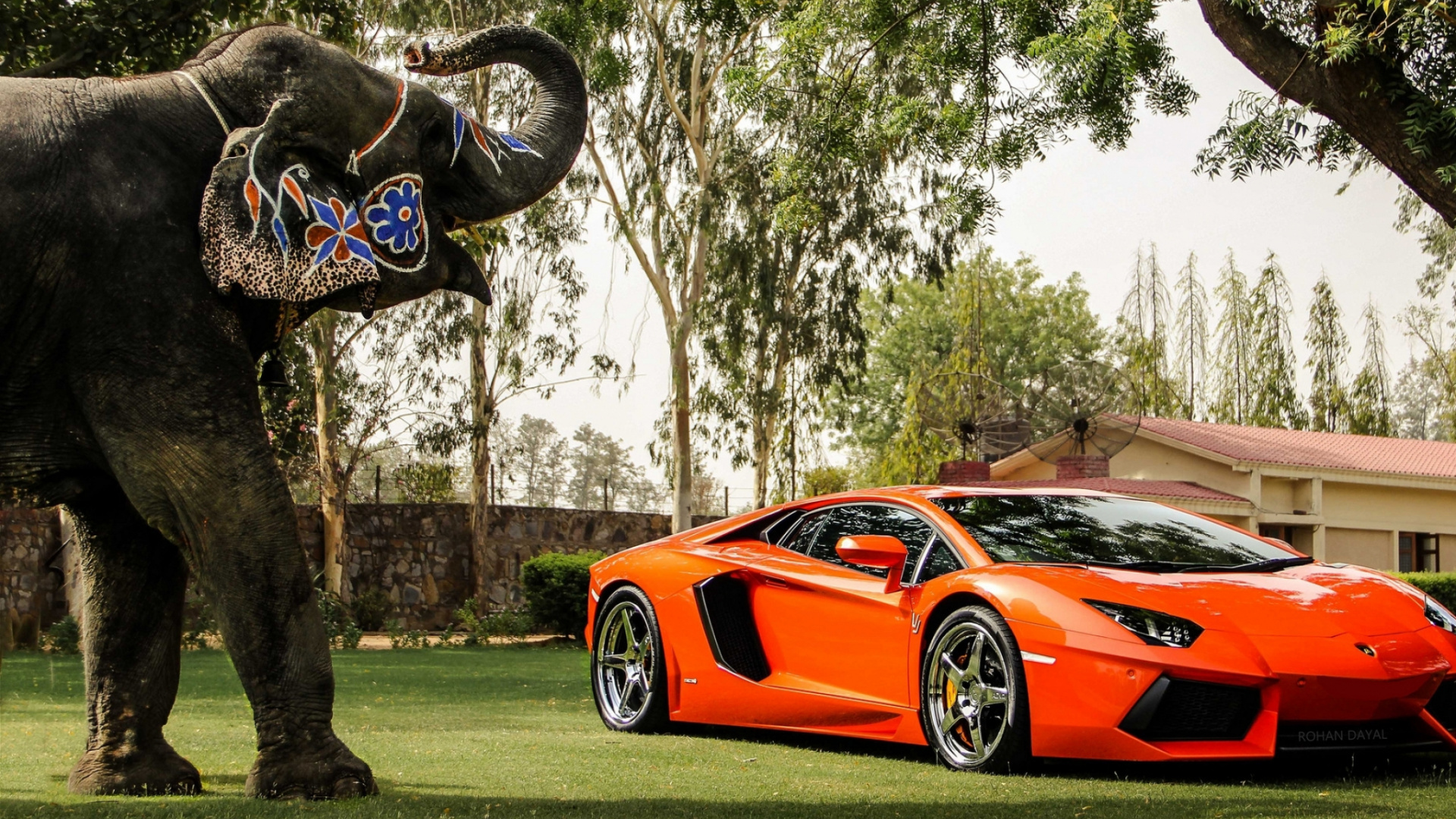 Roter Ferrari 458 Italia Tagsüber in Der Nähe Grüner Bäume Geparkt. Wallpaper in 1920x1080 Resolution