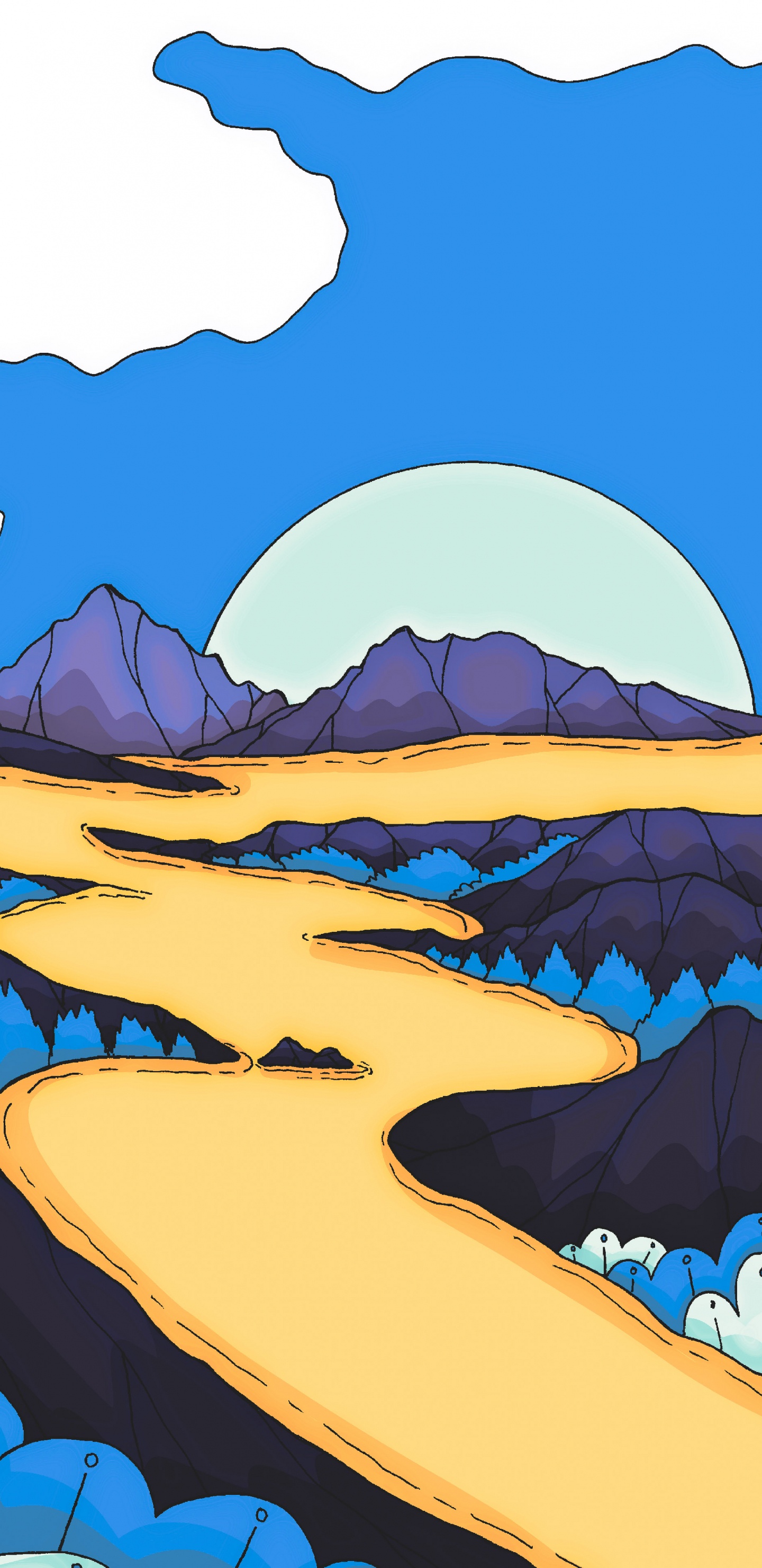 Caricatura, Dibujo, Arte, Ilustración, la Pintura de Paisaje. Wallpaper in 1440x2960 Resolution