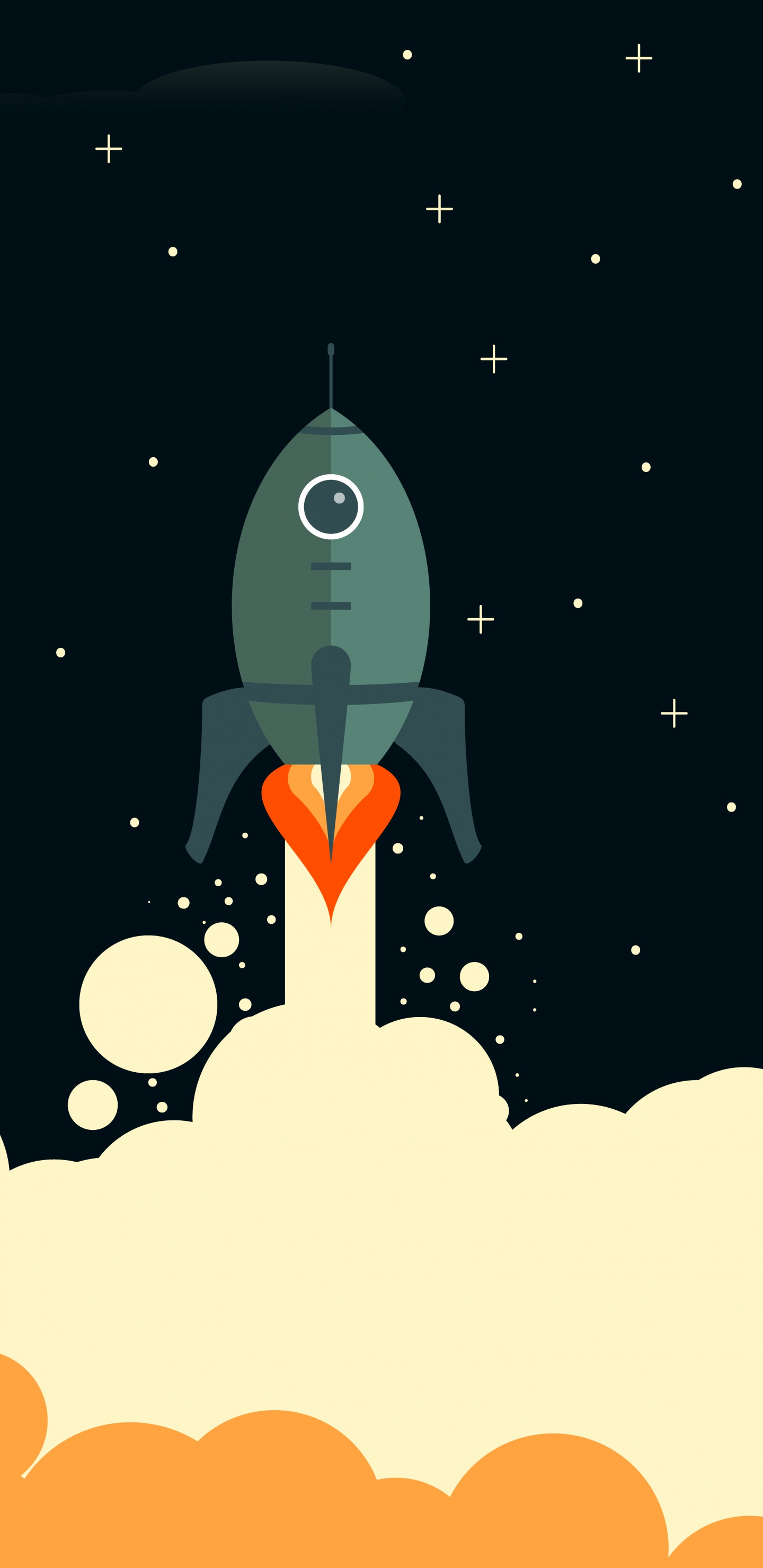 Schwarz-weißer Roboter Mit Orange-weißen Sternen am Himmel. Wallpaper in 1440x2960 Resolution