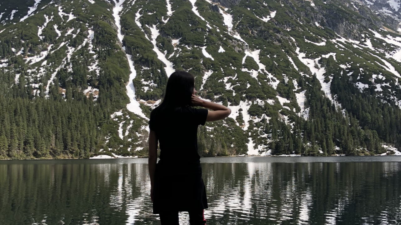 Reflexion, Wasser, Gewässer, Winter, Bergigen Landschaftsformen. Wallpaper in 1280x720 Resolution