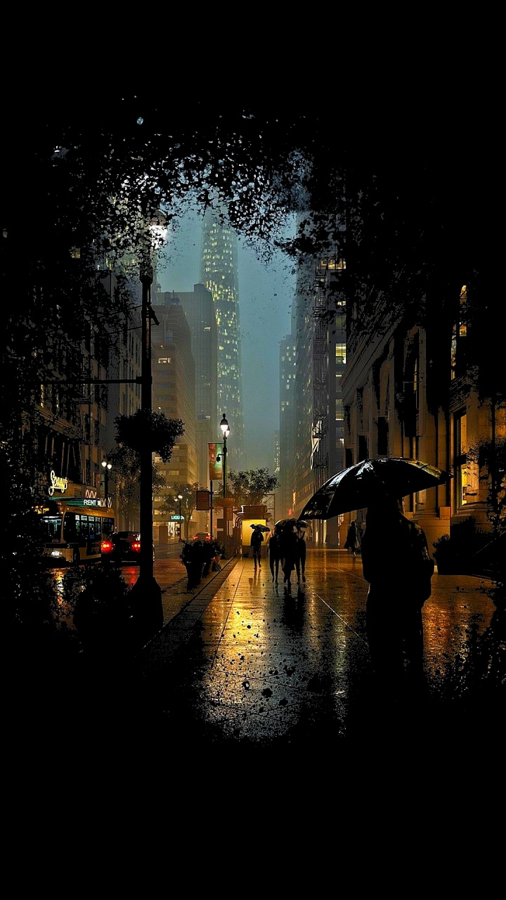 OLED, Rain, Water, Night, Darkness. Wallpaper in 720x1280 Resolution
