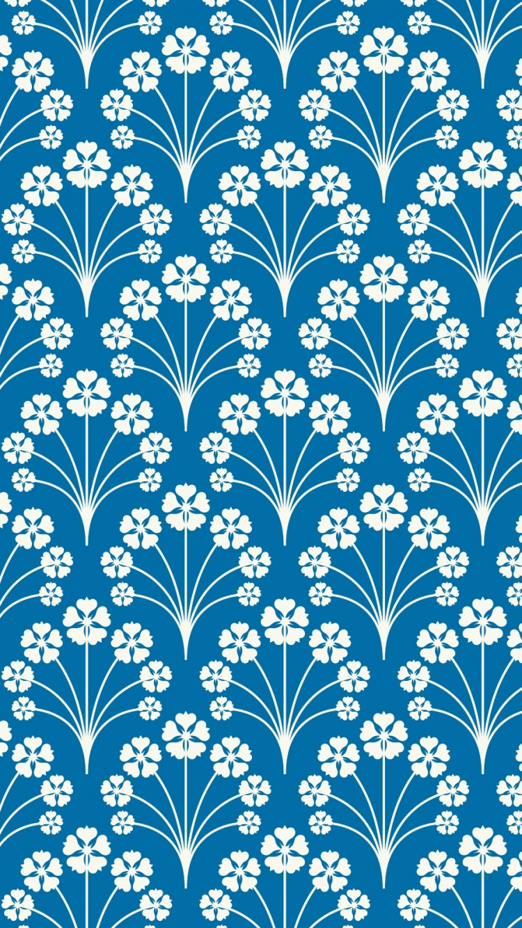 Textil Floral Blanco y Azul. Wallpaper in 750x1334 Resolution