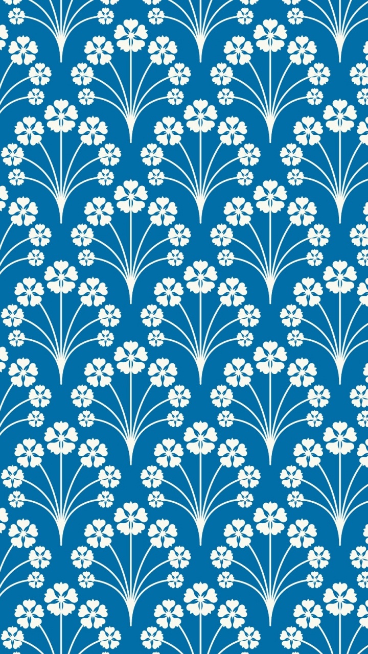 Weißes Und Blaues Florales Textil. Wallpaper in 720x1280 Resolution