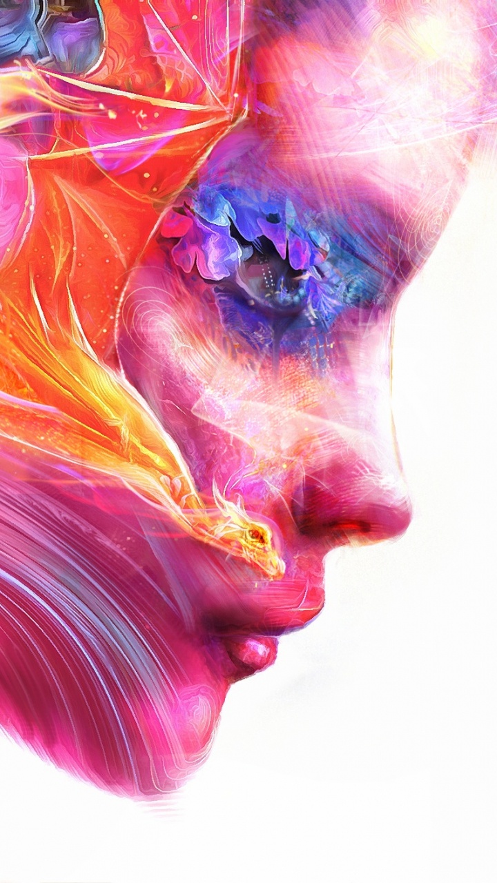 Peinture Abstraite Orange Bleu et Violet. Wallpaper in 720x1280 Resolution